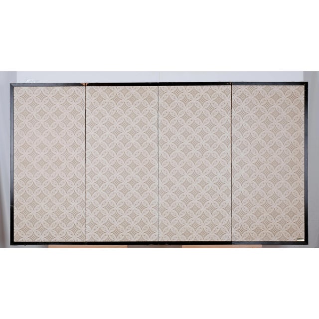 1970s Japanese Byobu "Snowy Mountain Home Winter" 4-Panel Folding Screen White & Gold For Sale - Image 11 of 11