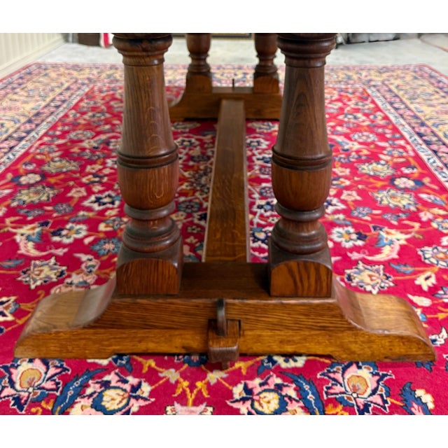 Antique French Country Dining Table Farmhouse Double Baluster Honey Oak 1930s For Sale - Image 16 of 18