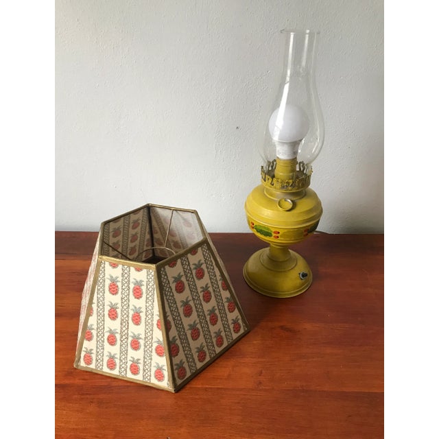 Vintage Hand Painted Converted Oil Lamp For Sale - Image 4 of 11