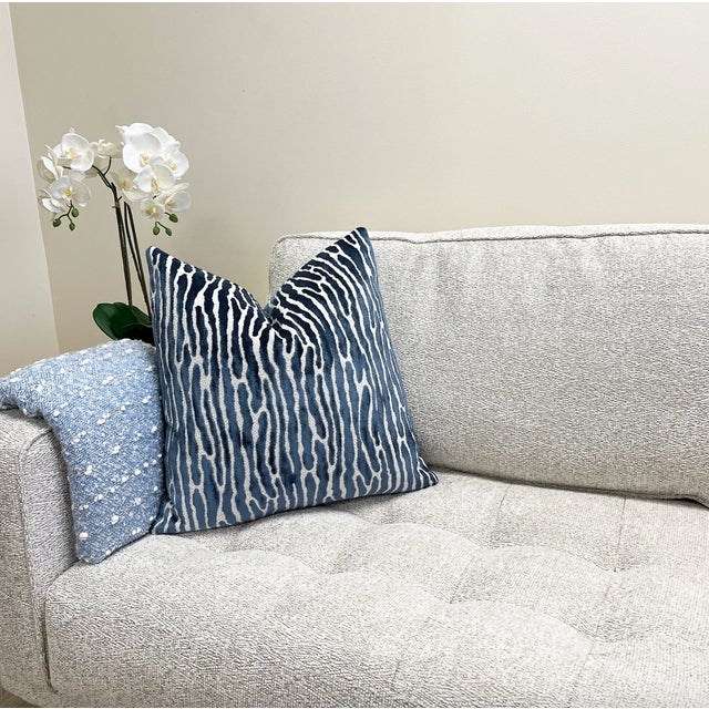 Not Yet Made - Made To Order Mariner Blue Velvet Throw Pillow With Feather Down Insert For Sale - Image 5 of 6