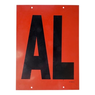 Vintage Orange & Black Metal Gas Station Al Letter Sign For Sale