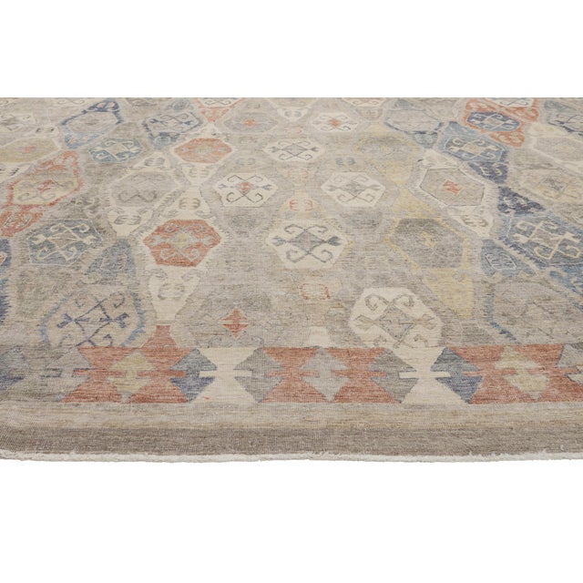 Contemporary Indian Oushak Rug, 11'07 X 14'09 For Sale - Image 4 of 10