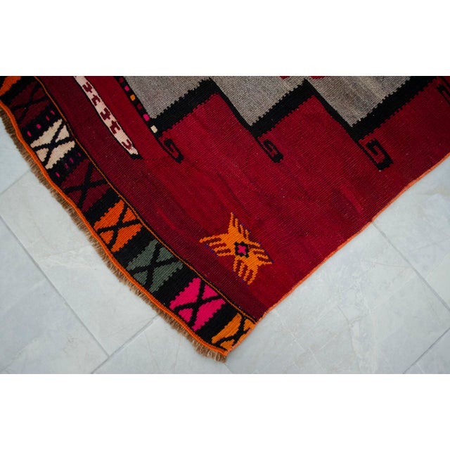 Vintage Runner Rug Kilim• Turkish Handwoven Tribal Flat Weave • Hallway Kitchen Decor - 3′4″ × 14′4″ For Sale - Image 11 of 15