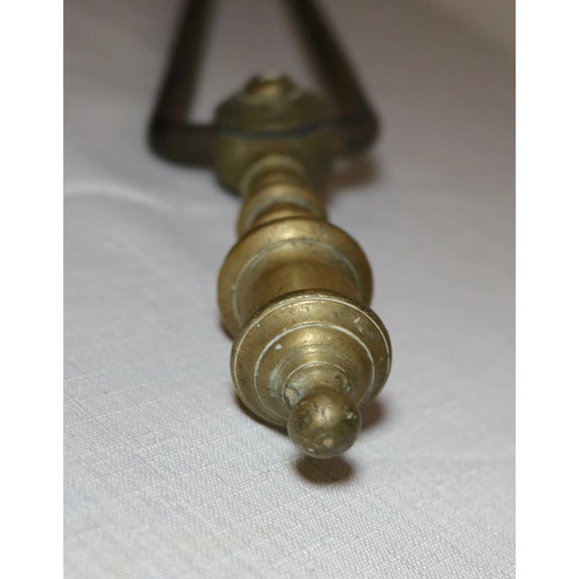 Antique 18th Century Wrought Iron Turned Brass Dutch Fireplace Tongs Tool For Sale - Image 9 of 13