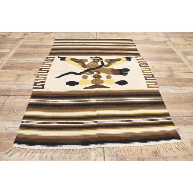 Textile Vintage Mexican Serape Blanket Kilim Rug - 04'06 X 06'07 For Sale - Image 7 of 9