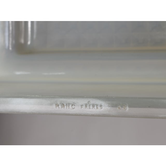 Baby Blue 1930s Opalescent Cubist French Art Deco Flush Mount by Ranc Freres For Sale - Image 8 of 14