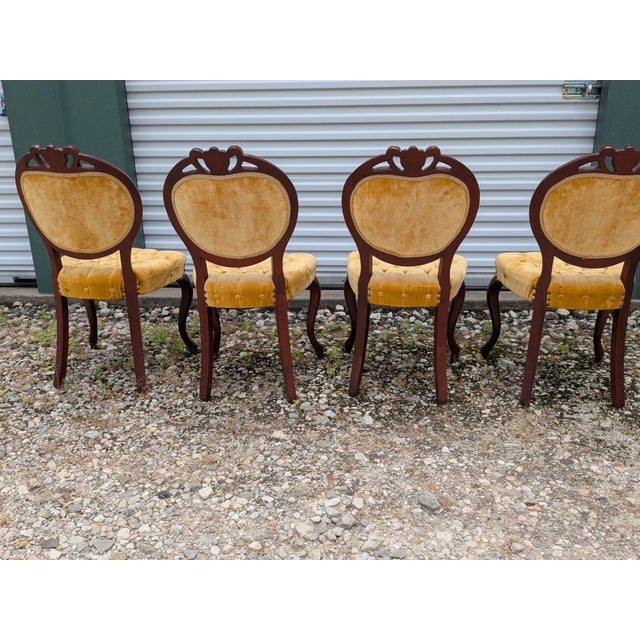 Mid Century Kimball Vintage Four Victorian Balloon Back Chairs For Sale - Image 17 of 18