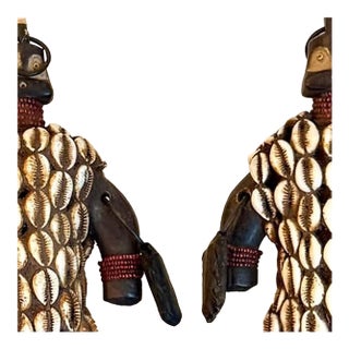 Pair of Cowrie-Covered African Fertility Dolls (Namji/Fali-Style) For Sale