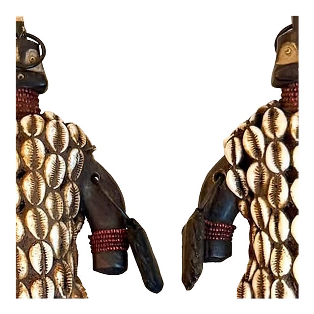 Pair of Cowrie-Covered African Fertility Dolls (Namji/Fali-Style) For Sale