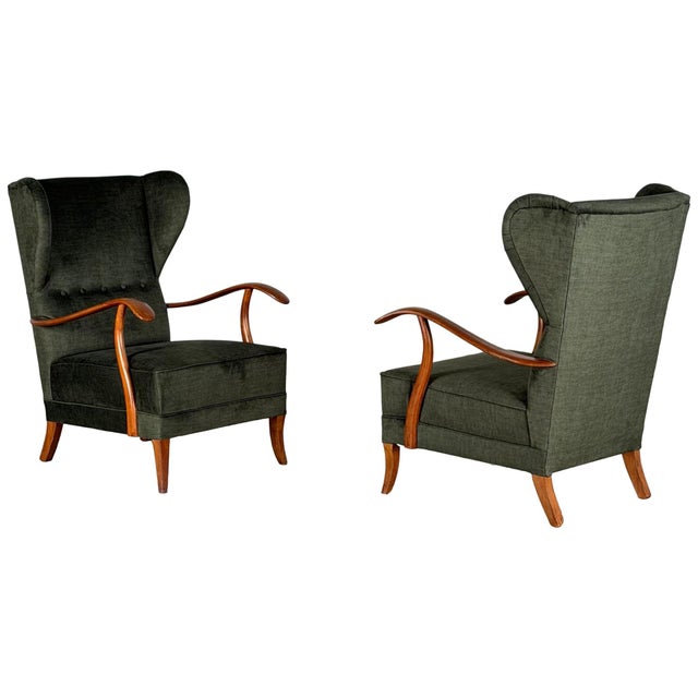 Wingback Lounge Chairs in Walnut by Melchiorre Bega, Italy, 1950s, Set of 2 For Sale - Image 16 of 16
