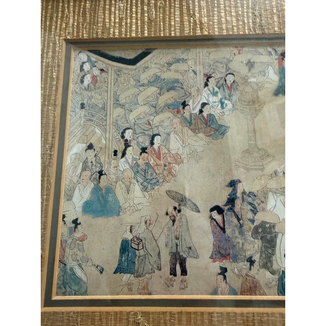 Tan 15th Century & Earlier Framed and Matted Illustrated Biography of the Monk Ippen in a Wooden Frame. For Sale - Image 8 of 9