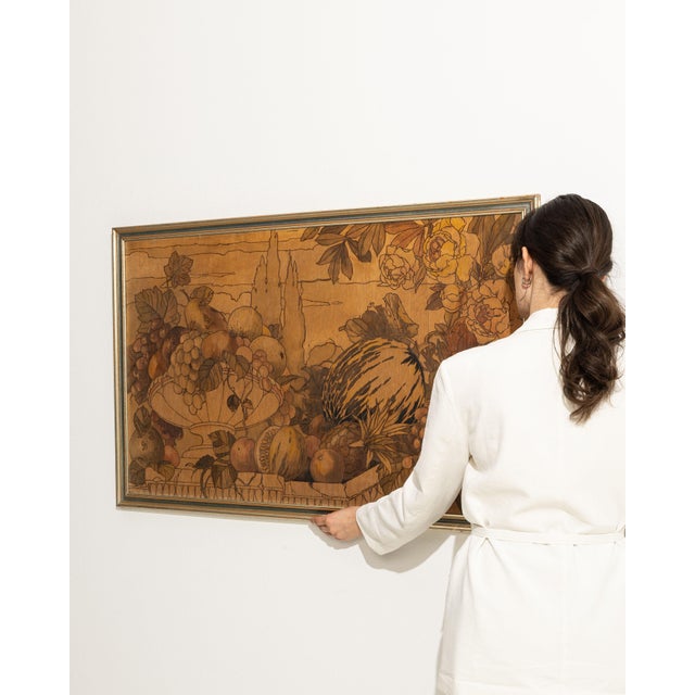 This early 20th century painting from France is a painting, housed in a wood frame. It is distinguished by its fruit on...