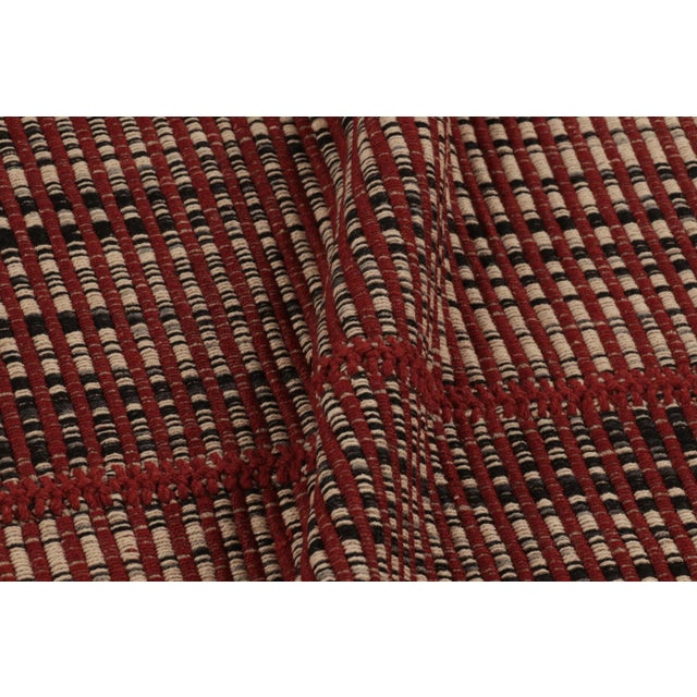 Textile Rug & Kilim's Accent Kilim, Red and Beige With Black Textural Stripes For Sale - Image 7 of 8