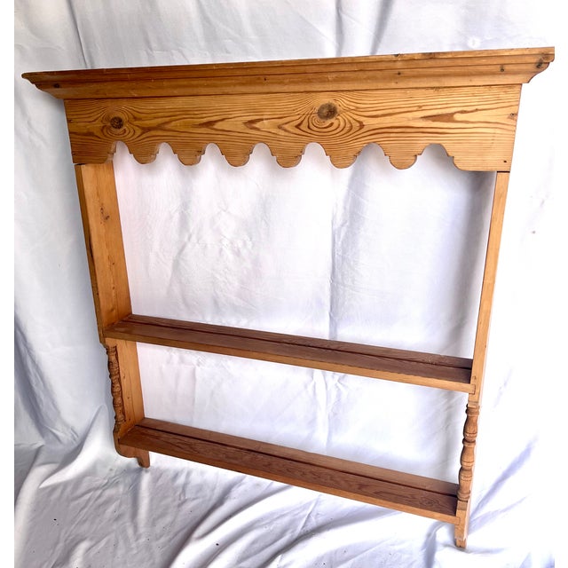 Vintage Natural Pine Wall Shelf Plate Rack For Sale - Image 15 of 15