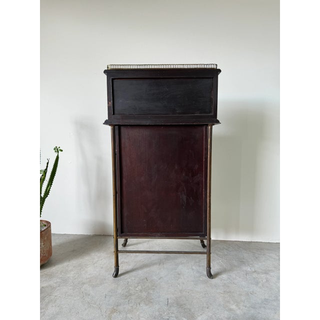 1900's Antique English Mahogany Brass Framed Music Cabinet For Sale - Image 12 of 12