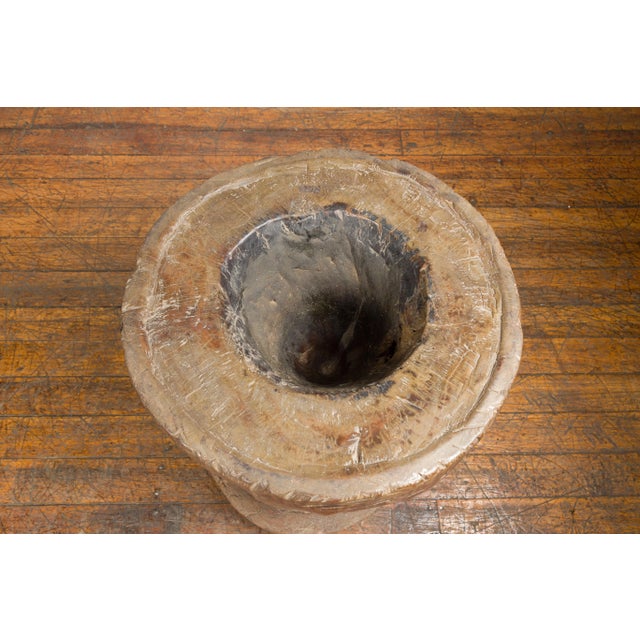 Wood Antique Indonesian Rustic Tree Stump Planter with Weathered Appearance For Sale - Image 7 of 10