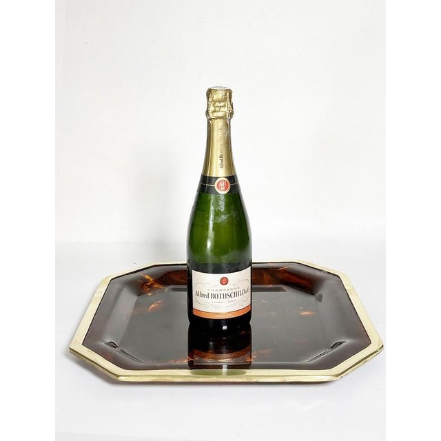 Brass and Faux Tortoiseshell Effect Tray, France, 1970s For Sale - Image 11 of 15