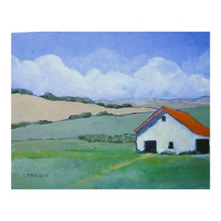 Santa Ynez Barn Farm Art Lynne French California Art Landscape Painting 11x14 For Sale