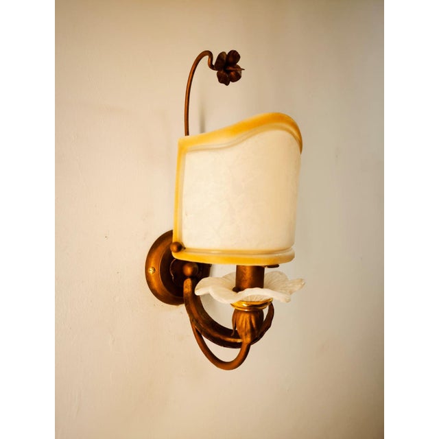 Wrought Iron Wall Light with Glass Fan For Sale - Image 16 of 16