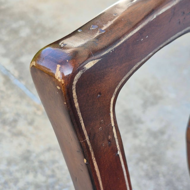 Mid-20th Century Vintage Lane Rustic Floral Paint Decorated Walnut Arm Chairs, a Pair For Sale - Image 15 of 18