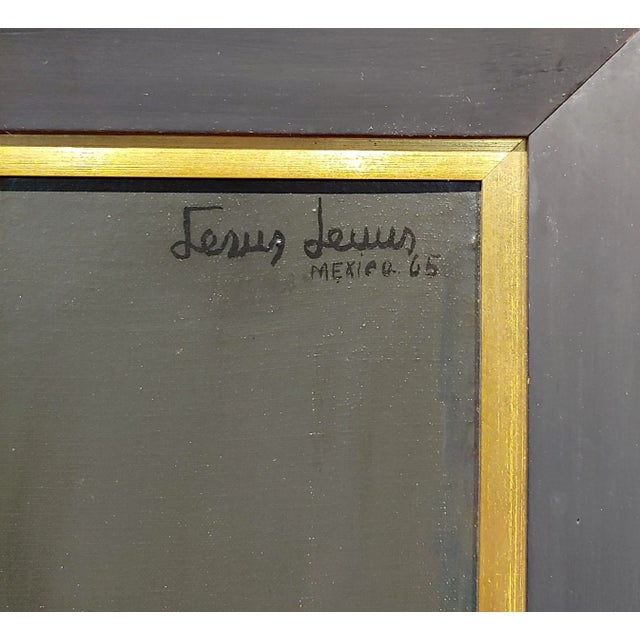 Wood Jesus Leuus 1965 Minimalist Mother in Red - Oil Painting For Sale - Image 7 of 10