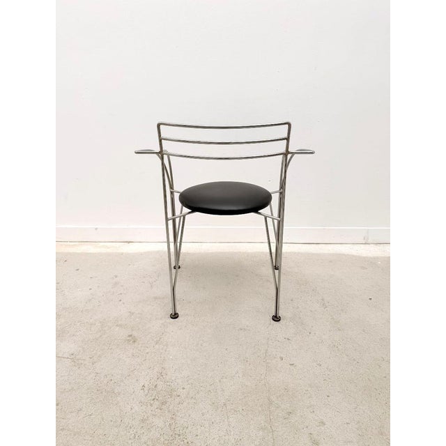 Silver Moon Chair in Chrome and Skai by Pascal Mourgue for Fermob, France, 1980s For Sale - Image 3 of 8
