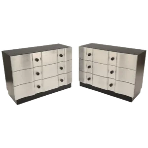 1940s Pair of Decorator Mid-Century Modern 3-Drawer Dressers by James Mont