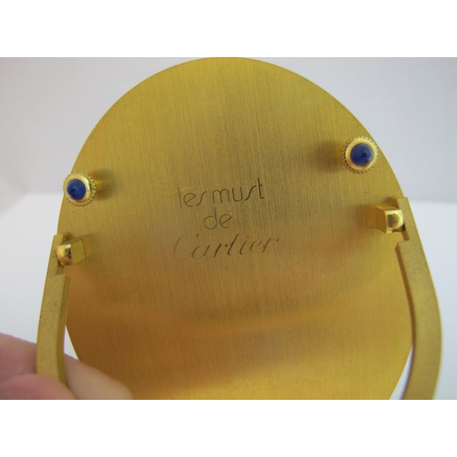 Cartier Paris Gold Gilt Plated Lapis Blue Enamel Oval Photo Picture Desk Frame For Sale - Image 11 of 12
