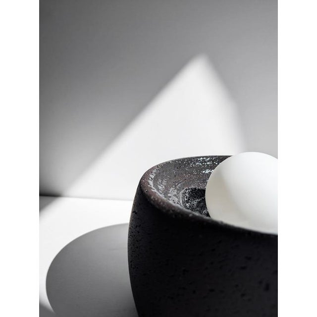Stone Caldera Partially Glazed Lava Stone Table Lamp by Clemence Birot For Sale - Image 7 of 18