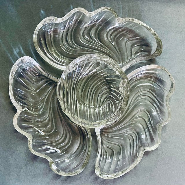 Abstract Vintage Crystal Chip & Dip Set- 4 Pieces For Sale - Image 3 of 10