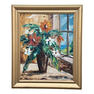Magnus Tull, Flower Painting, 1950s, Oil on Board, Framed For Sale