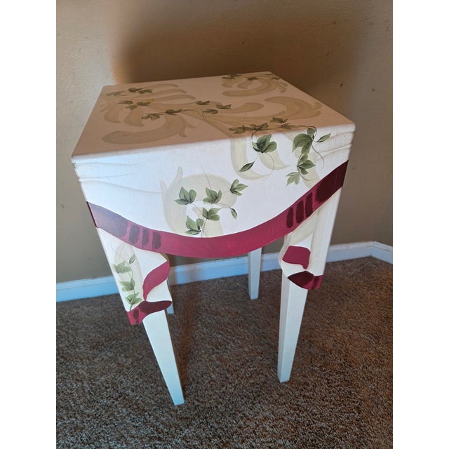 Pop Art Trompe L’oeil Faux Draped Wood Side Table For Sale - Image 3 of 11