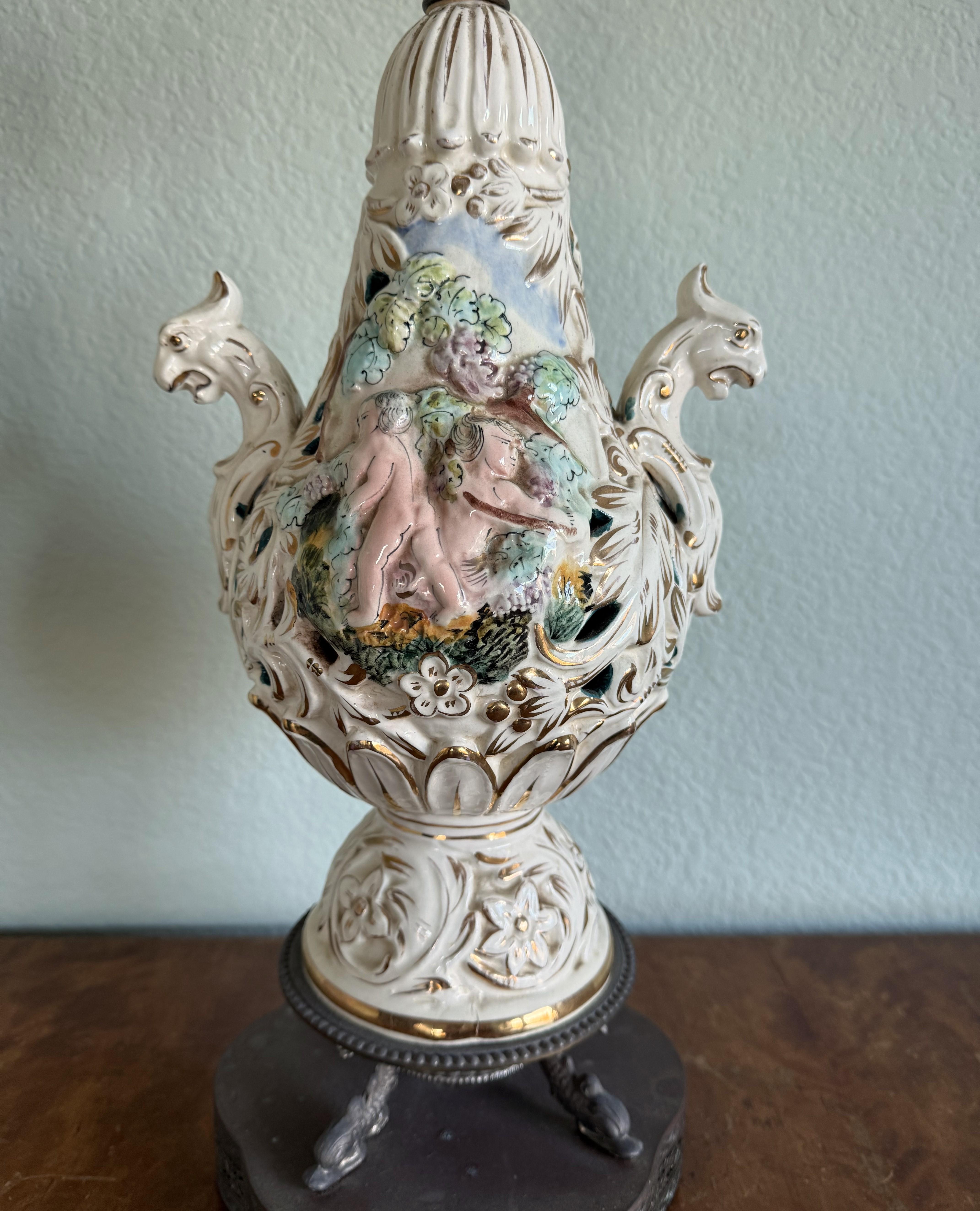 Early 20th Century Large Capodimonte Style Cherub Porcelain Table
