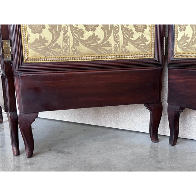 Brown French Empire Mahogany 3-Fold Screen With Bronze Mounts For Sale - Image 8 of 9