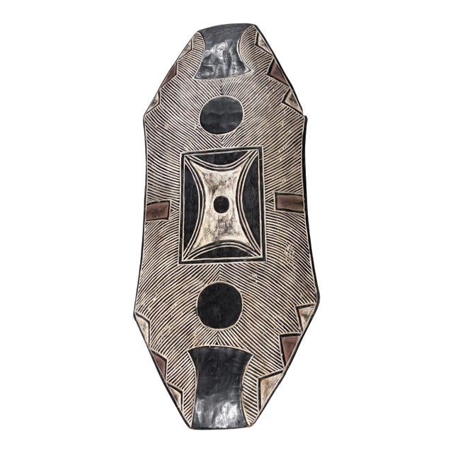 Large Vintage African Bamileke Tribe Shield Cameroon 41" H For Sale
