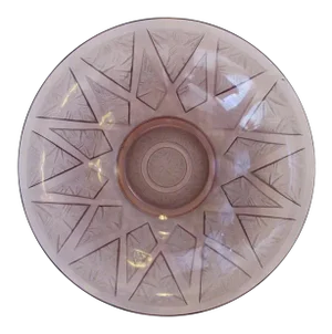 Large-Scaled French Art Deco Frosted & Clear Amethyst Glass Bowl