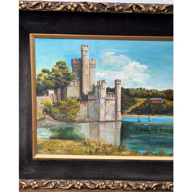 1960s Made in Ireland 1969 Black Rock Castle Oil Painting For Sale - Image 5 of 15
