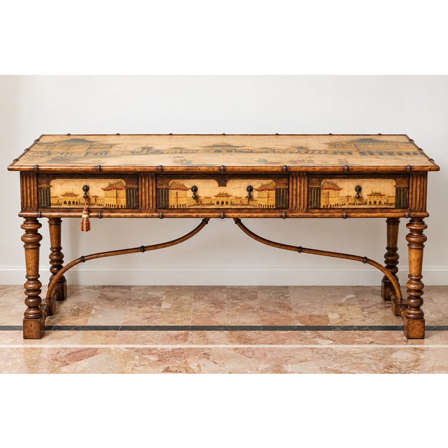 Lane Venture Faux Bamboo Chinoiserie Fruitwood Sideboard Credenza Table For Sale In Atlanta - Image 6 of 10