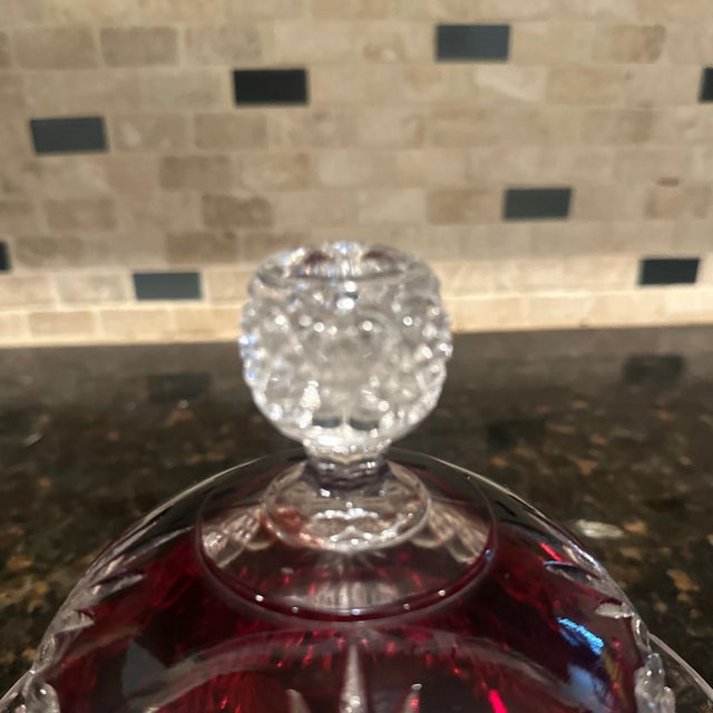 Art Deco Antique Royal Crystal-Ruby Flash Covered Butter Dish For Sale - Image 3 of 8
