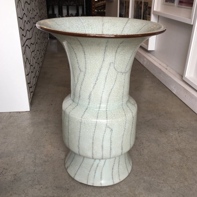 Crackle Ceramic Umbrella Stand For Sale - Image 12 of 13