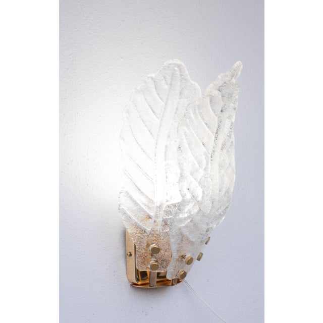 Set of 4 Florence Murano Wall Light Transparent Leaves, 1970 For Sale - Image 9 of 13