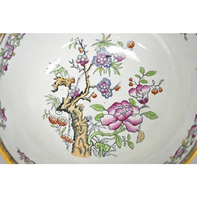 Antique Edge Malkin & Co Indian Tree English Transferware Porcelain Serving Bowl For Sale - Image 4 of 16
