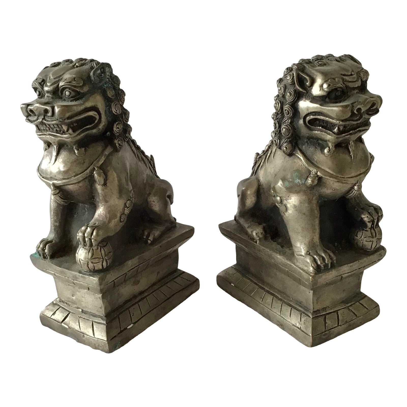 1950s Silver Metal Foo Dogs a Pair Chairish