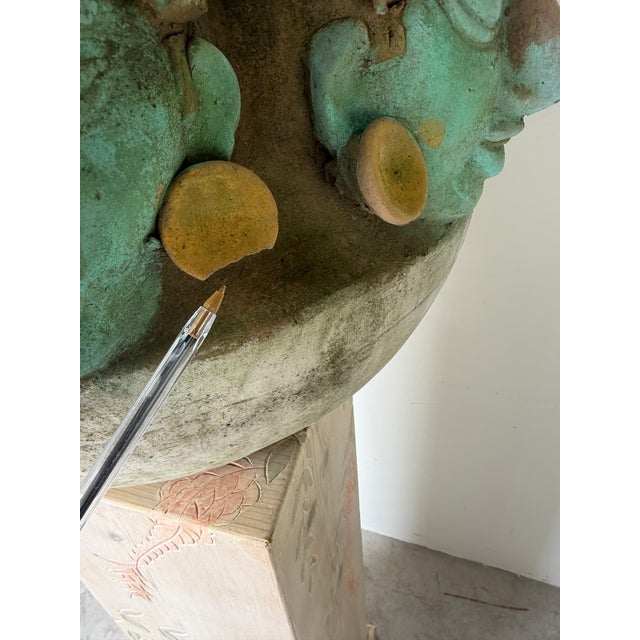 Large Early 20th Century Mayan-Style Terracotta Vessel Sculpture With Figural Head Motif For Sale - Image 10 of 12