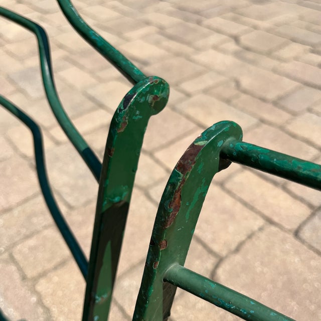 Metal Vintage 1960’s French Green Iron Bistro Folding Garden Chairs - A Pair For Sale - Image 7 of 11