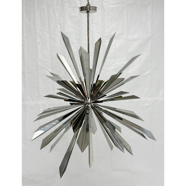 Nickel & Brass "Sunburst" Chandelier by Remains Lighting, Los Angeles Modern For Sale - Image 9 of 18