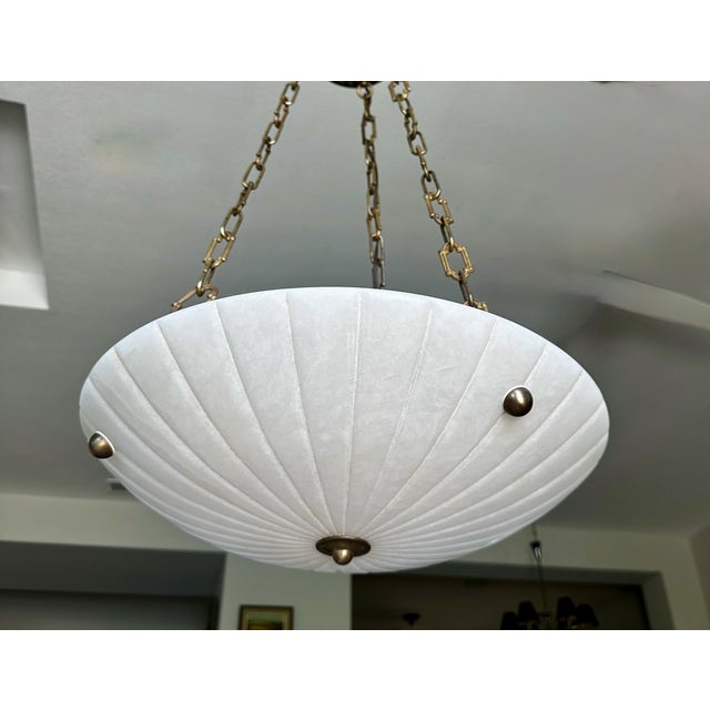 Alabaster 1970s Directoire Style French Alabaster Pendant Chandelier For Sale - Image 8 of 18