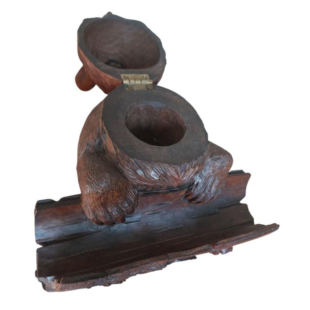Antique Carved Wooden Inkwell with Glass Insert by Bear Brienz, 1880s-1910s For Sale - Image 10 of 16