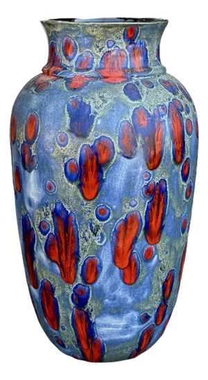 Vintage Studio Art Abstract Pottery Drip Glaze Multicolor Ceramic Vase, Signed