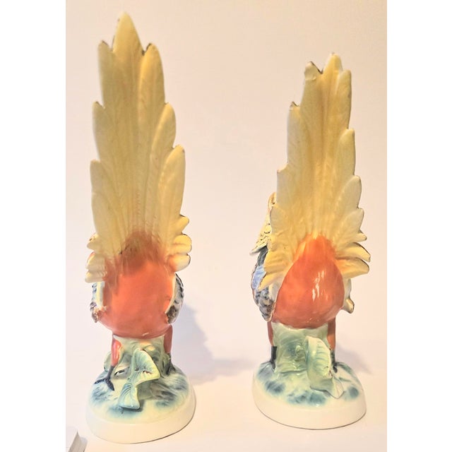 Ceramic Vintage Folk Art Pheasant Figurines- A Pair For Sale - Image 7 of 18